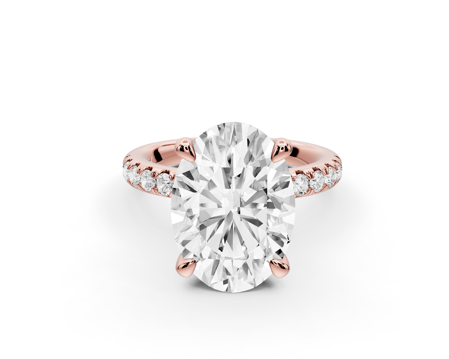 Flora - 4ct 14k rose gold oval talong prong Wrap around halo Half Band Engagement Ring