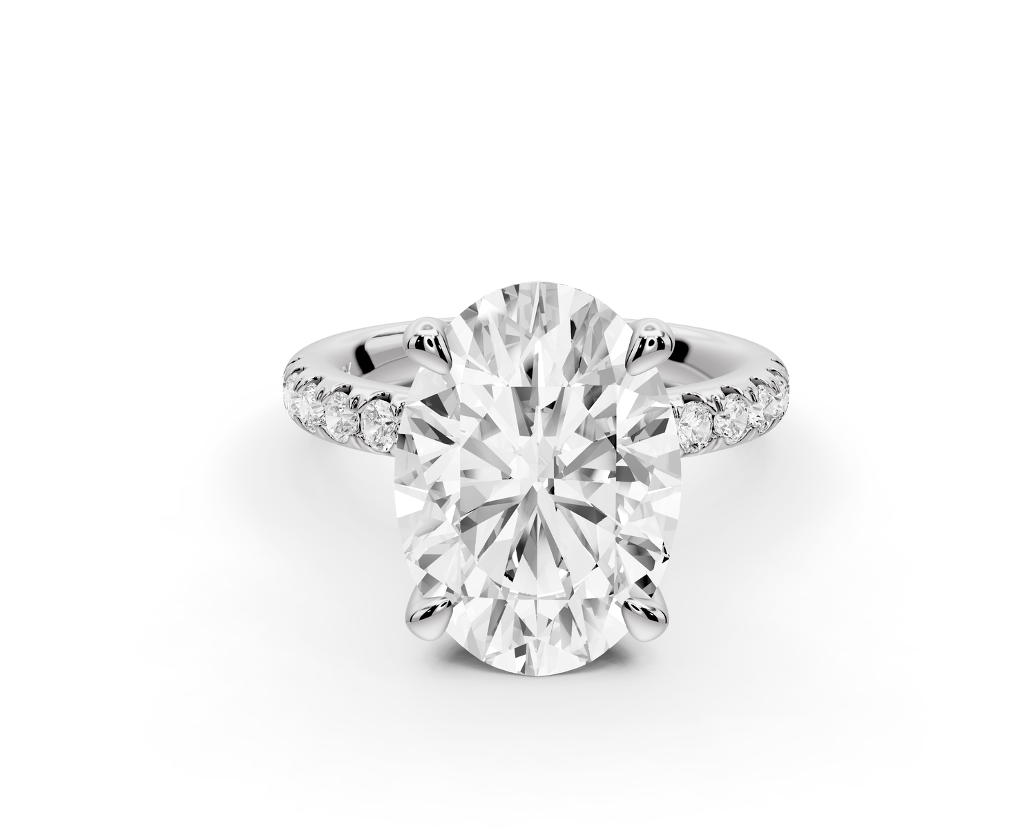 Flora - 4ct 14k white gold oval talong prong Wrap around halo Half Band Engagement Ring