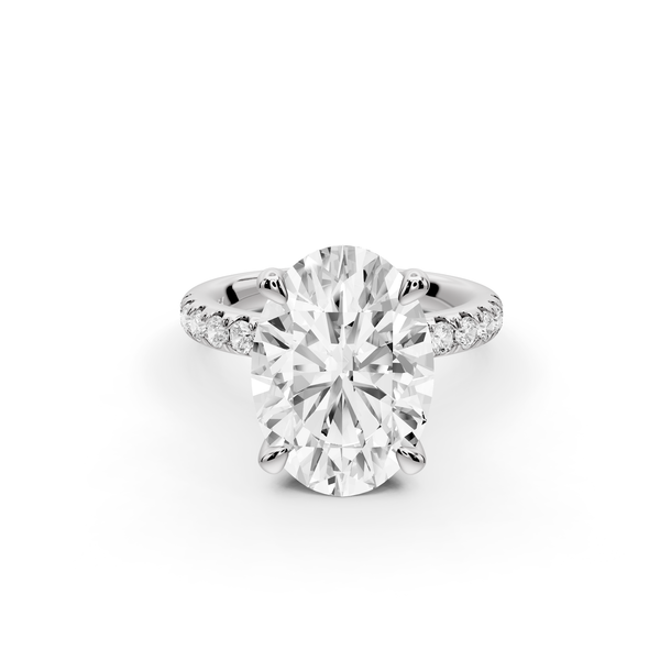 Flora - 4ct 14k white gold oval talong prong Wrap around halo Half Band Engagement Ring