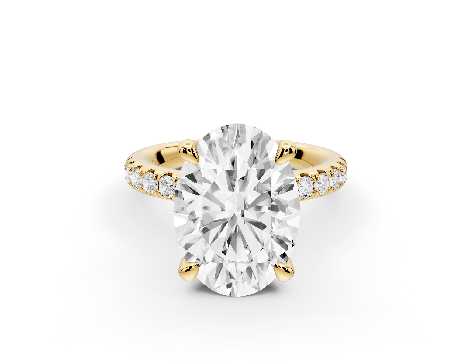 Flora - 4ct 14k yellow gold oval talong prong Wrap around halo Half Band Engagement Ring