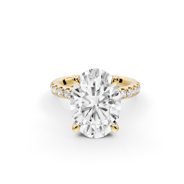 Flora - 4ct 14k yellow gold oval talong prong Wrap around halo Half Band Engagement Ring