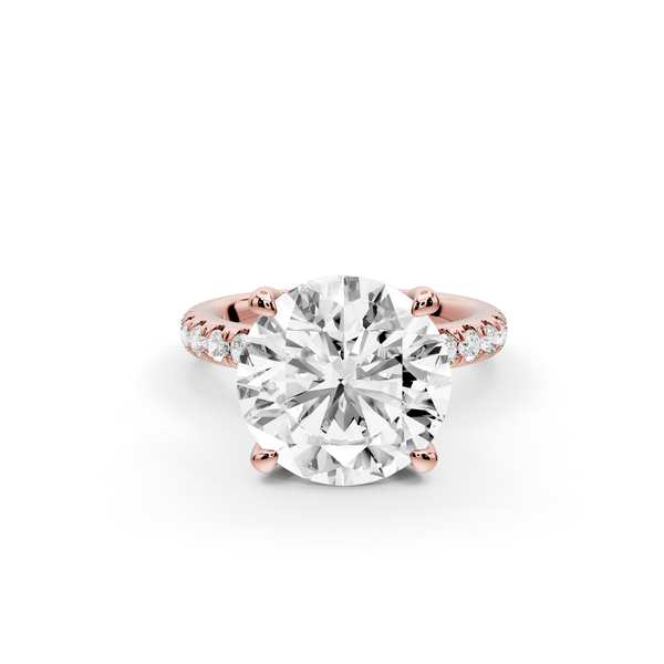 Flora - 4ct 14k rose gold round talong prong Wrap around halo Half Band Engagement Ring