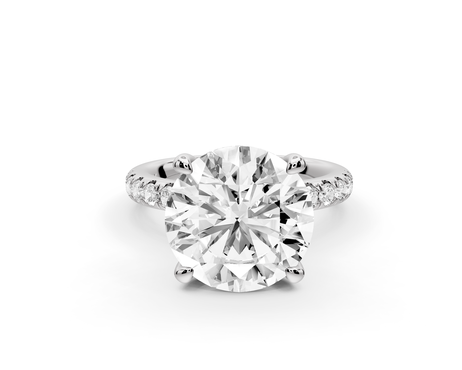 Flora - 4ct 14k white gold round talong prong Wrap around halo Half Band Engagement Ring