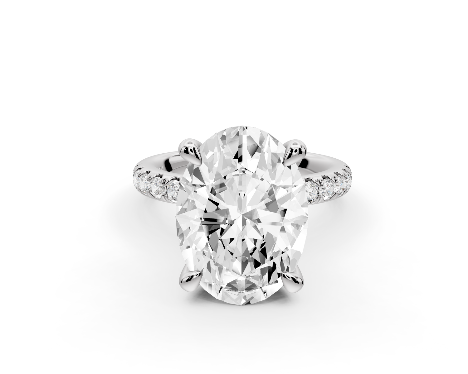 Flora - 5ct 14k white gold oval talong prong Wrap around halo Half Band Engagement Ring