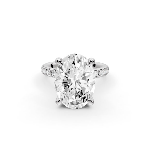 Flora - 5ct 14k white gold oval talong prong Wrap around halo Half Band Engagement Ring