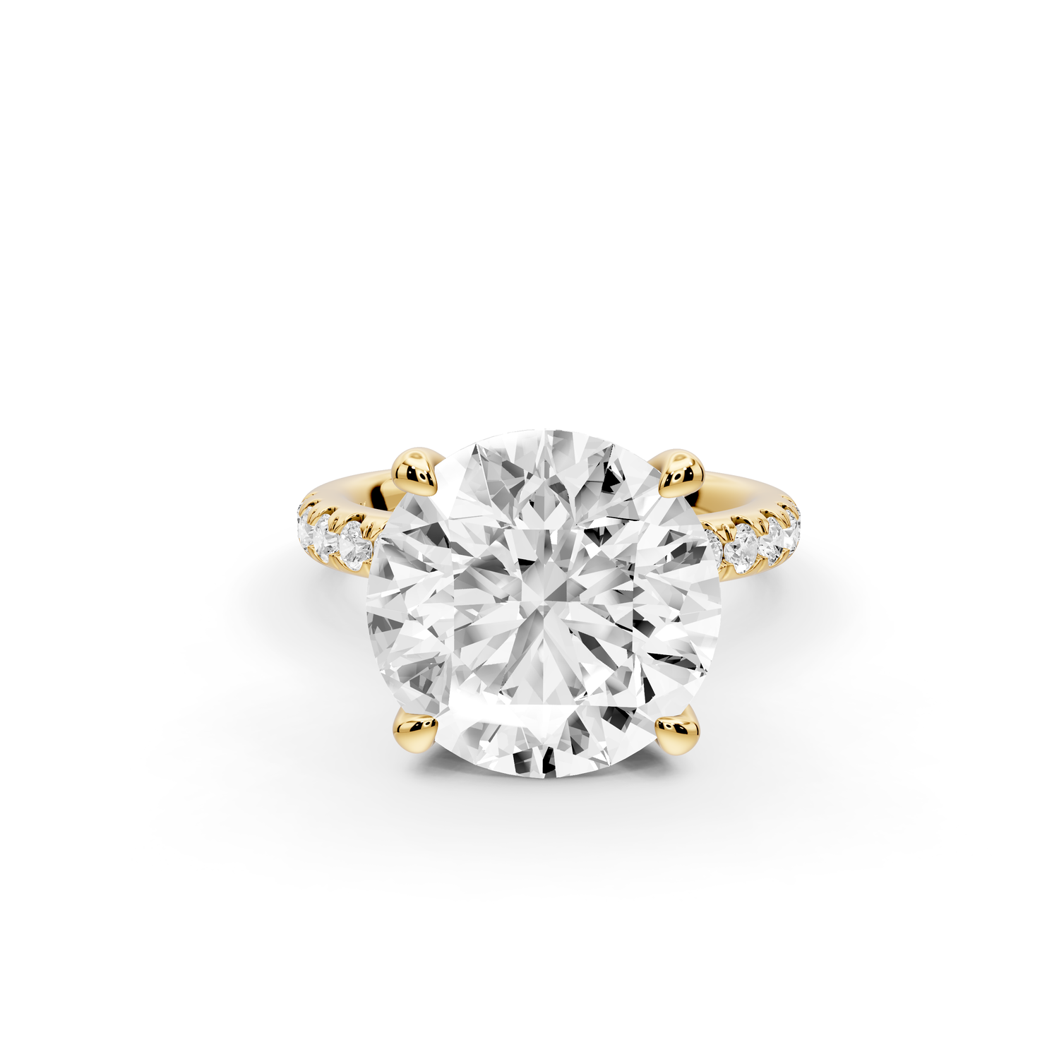 Flora - 5ct 14k yellow gold round talong prong Wrap around halo Half Band Engagement Ring