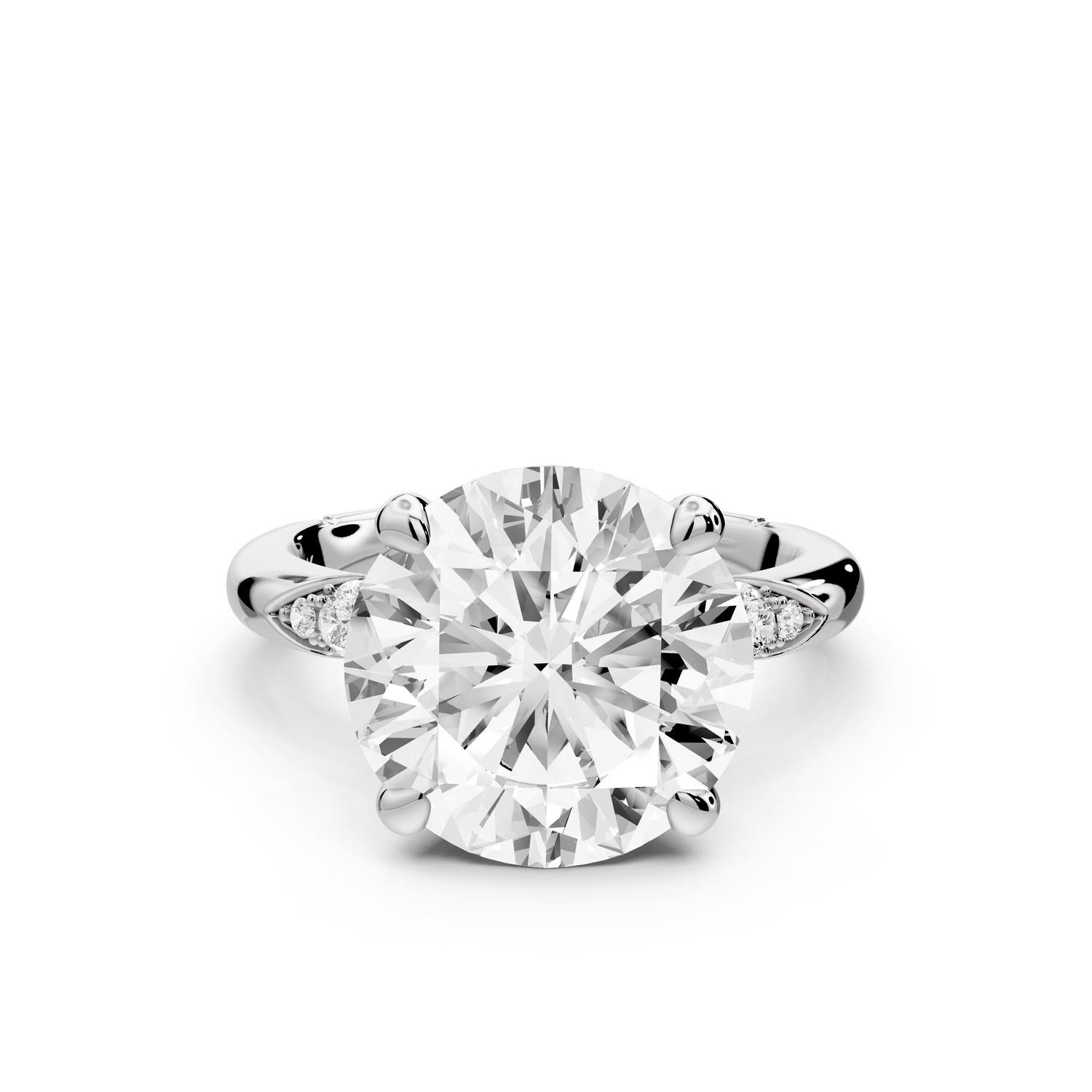 Luna - 4ct 14k white gold oval Diamond Crown with Flush-Set Diamond Clusters Engagement Ring