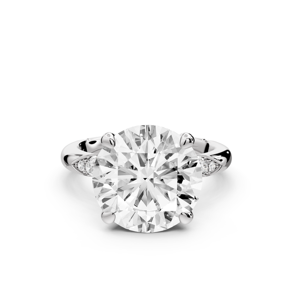 Luna - 4ct 14k white gold oval Diamond Crown with Flush-Set Diamond Clusters Engagement Ring