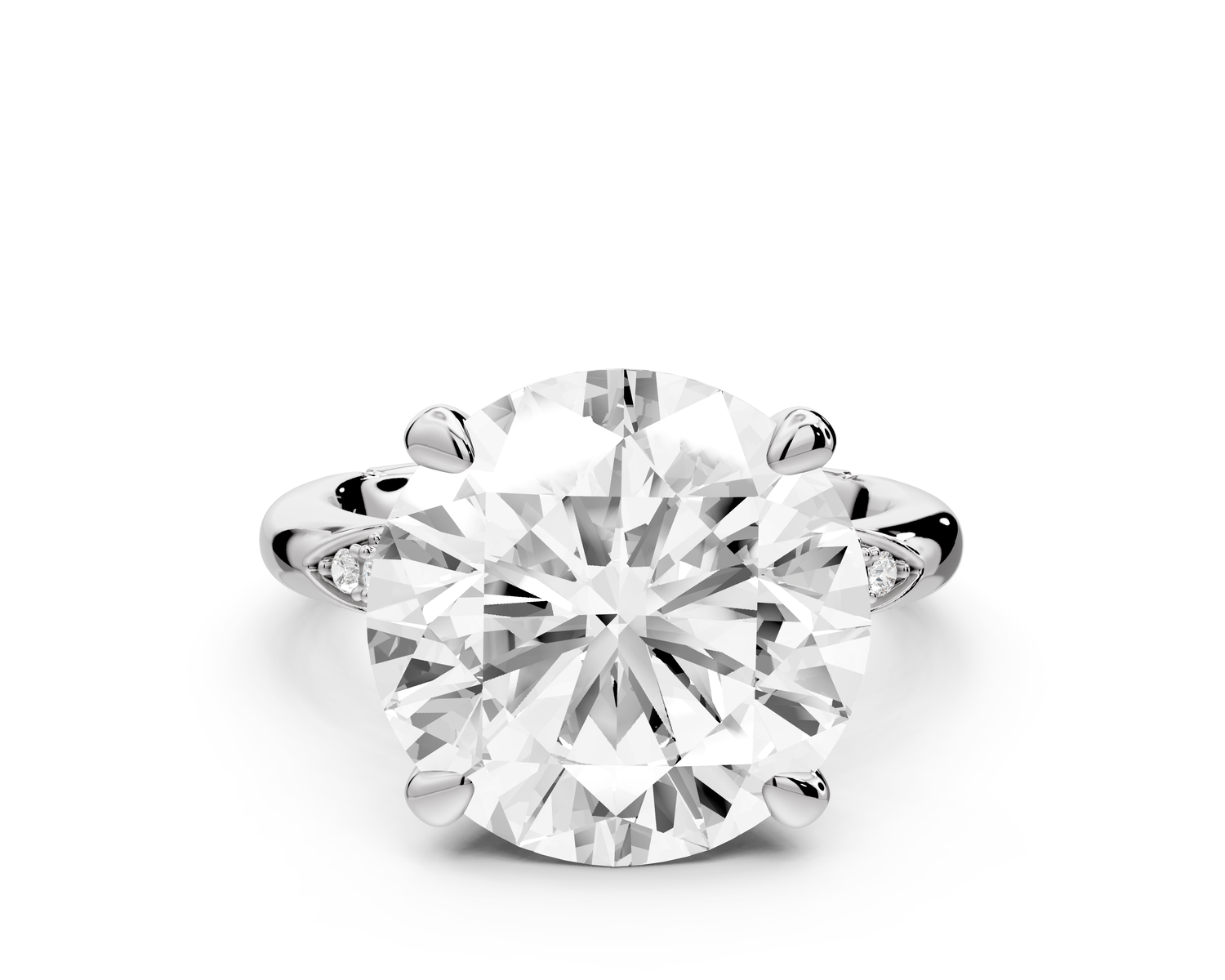 Luna - 5ct 14k white gold oval Diamond Crown with Flush-Set Diamond Clusters Engagement Ring