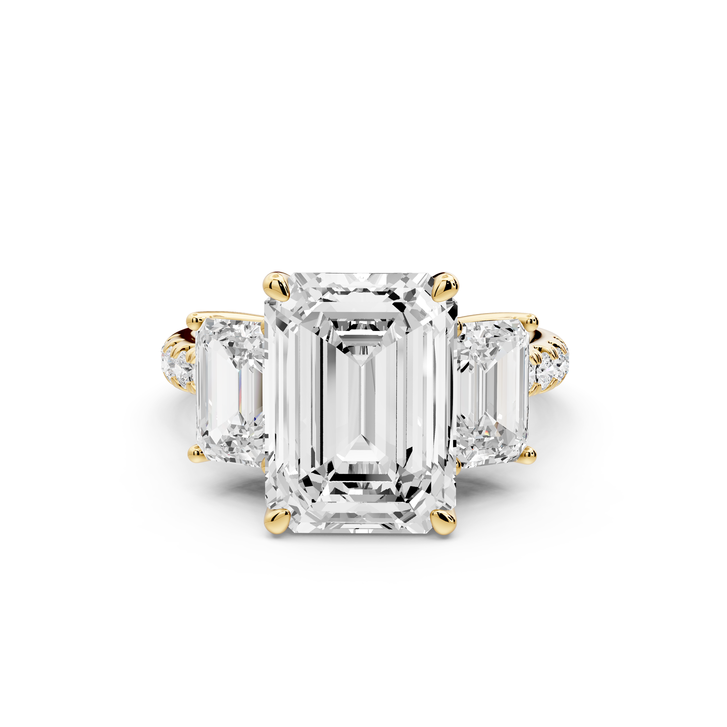 Mia - 3ct 14k yellow gold emerald Trellis Basket Diamond Pavé half band Engagement Ring