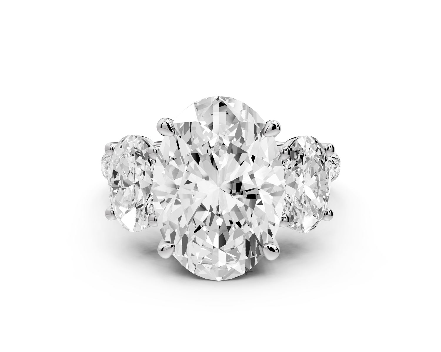 Mia - 3ct 14k white gold oval Trellis Basket Diamond Pavé half band Engagement Ring