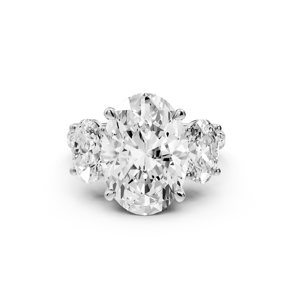 Mia - 3ct 14k white gold oval Trellis Basket Diamond Pavé half band Engagement Ring