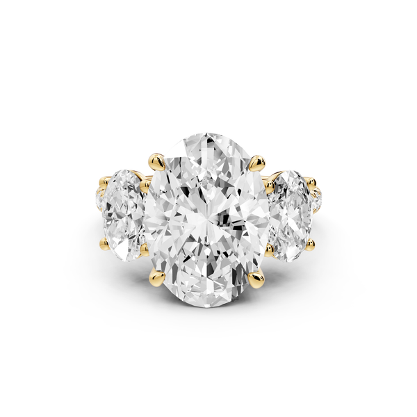 Mia - 3ct 14k yellow gold oval Trellis Basket Diamond Pavé half band Engagement Ring