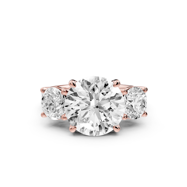 Mia - 3ct 14k rose gold round Trellis Basket Diamond Pavé half band Engagement Ring
