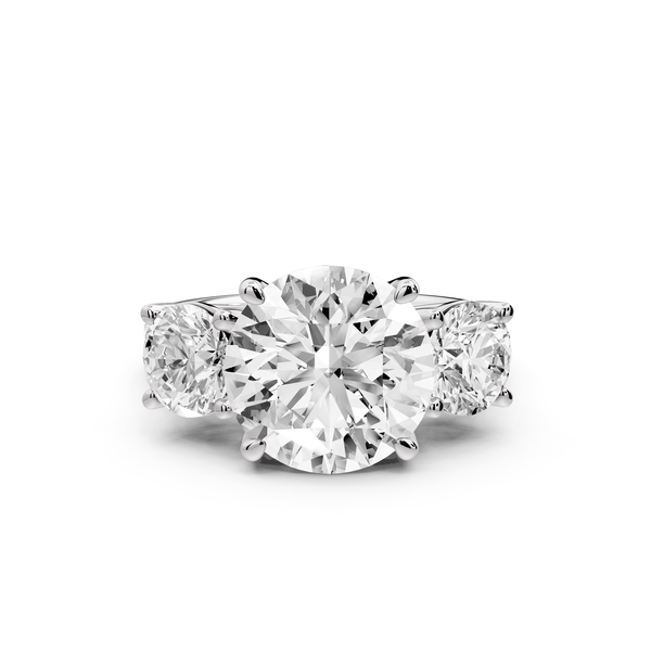 Mia - 3ct 14k white gold round Trellis Basket Diamond Pavé half band Engagement Ring