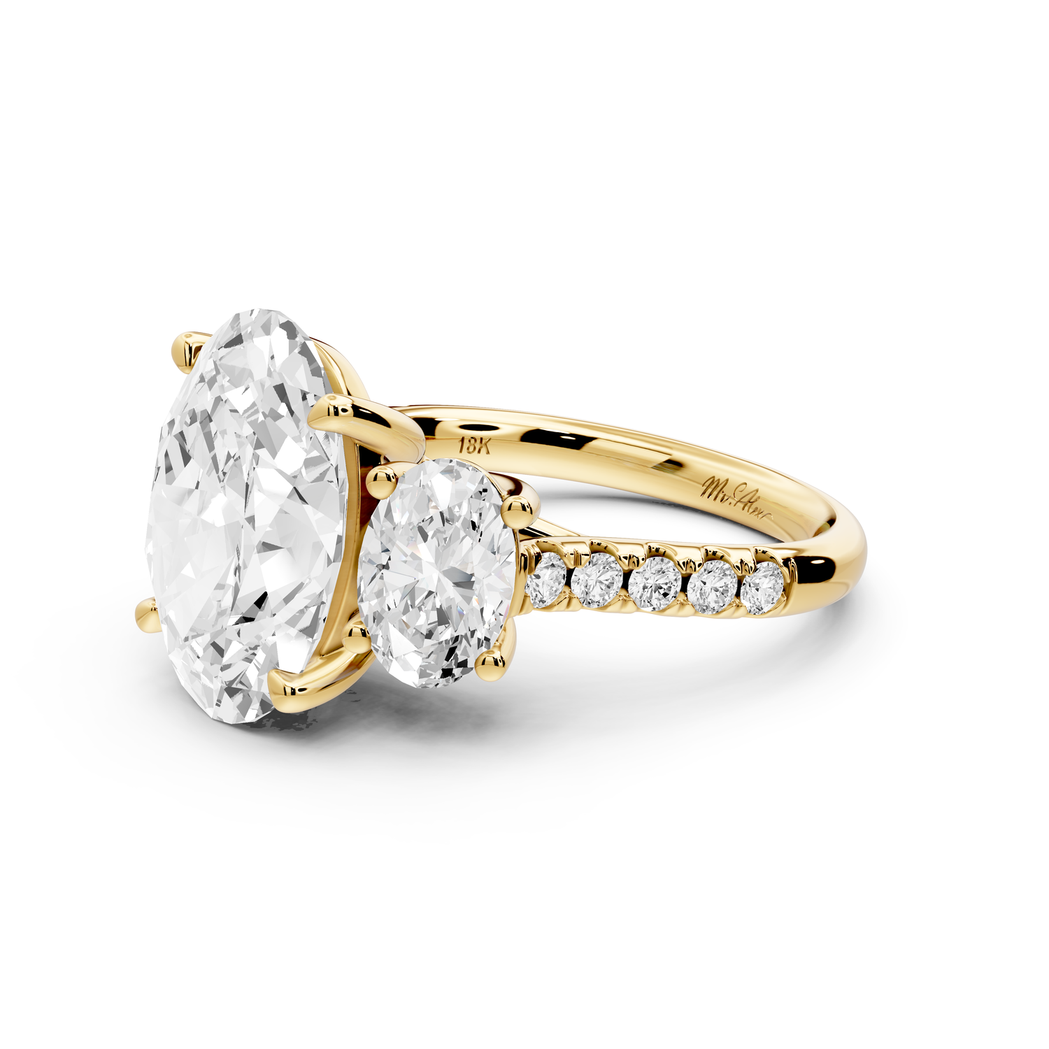 Mia - 4ct 14k yellow gold oval Trellis Basket Diamond Pavé half band Engagement Ring