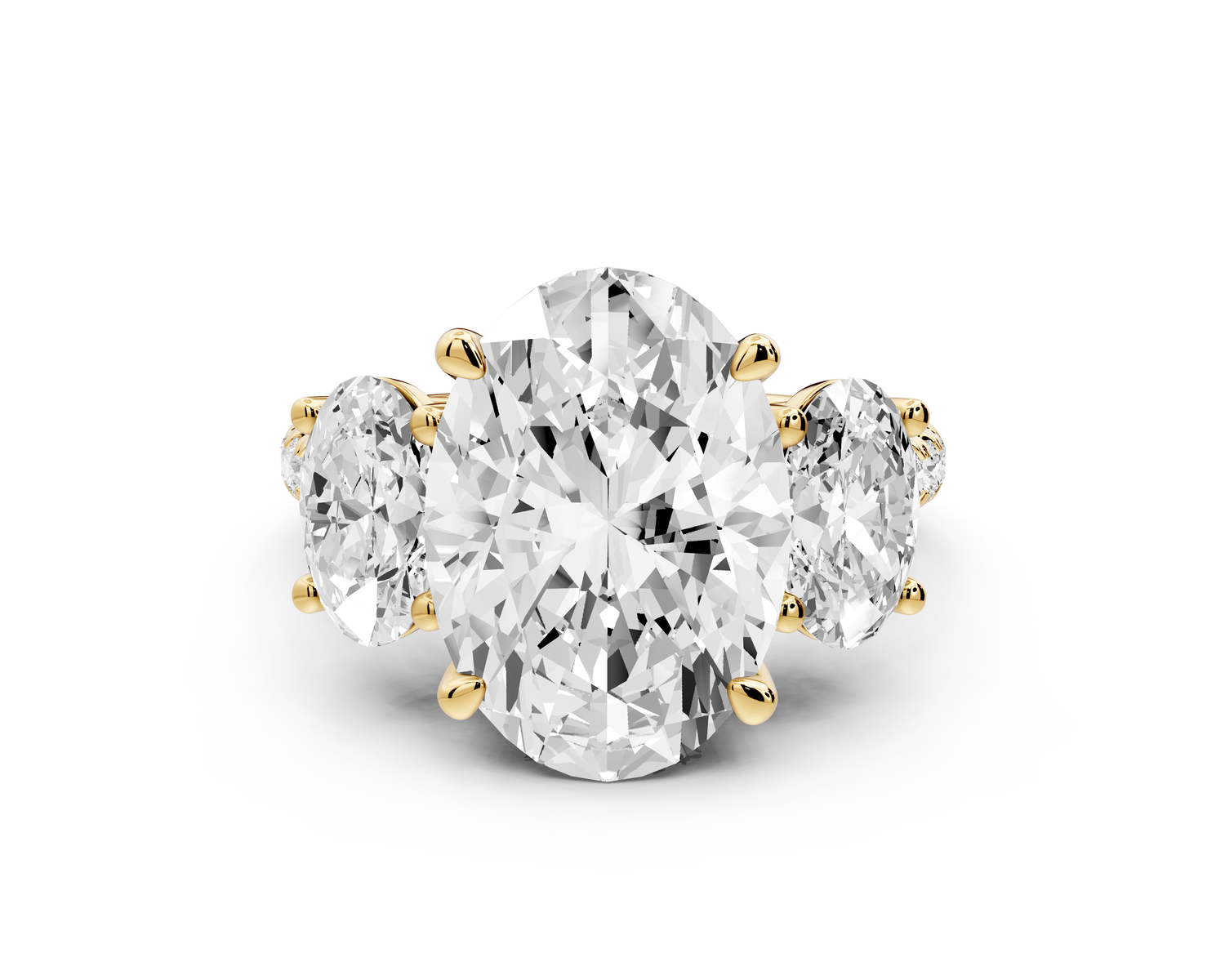 Mia - 4ct 14k yellow gold oval Trellis Basket Diamond Pavé half band Engagement Ring