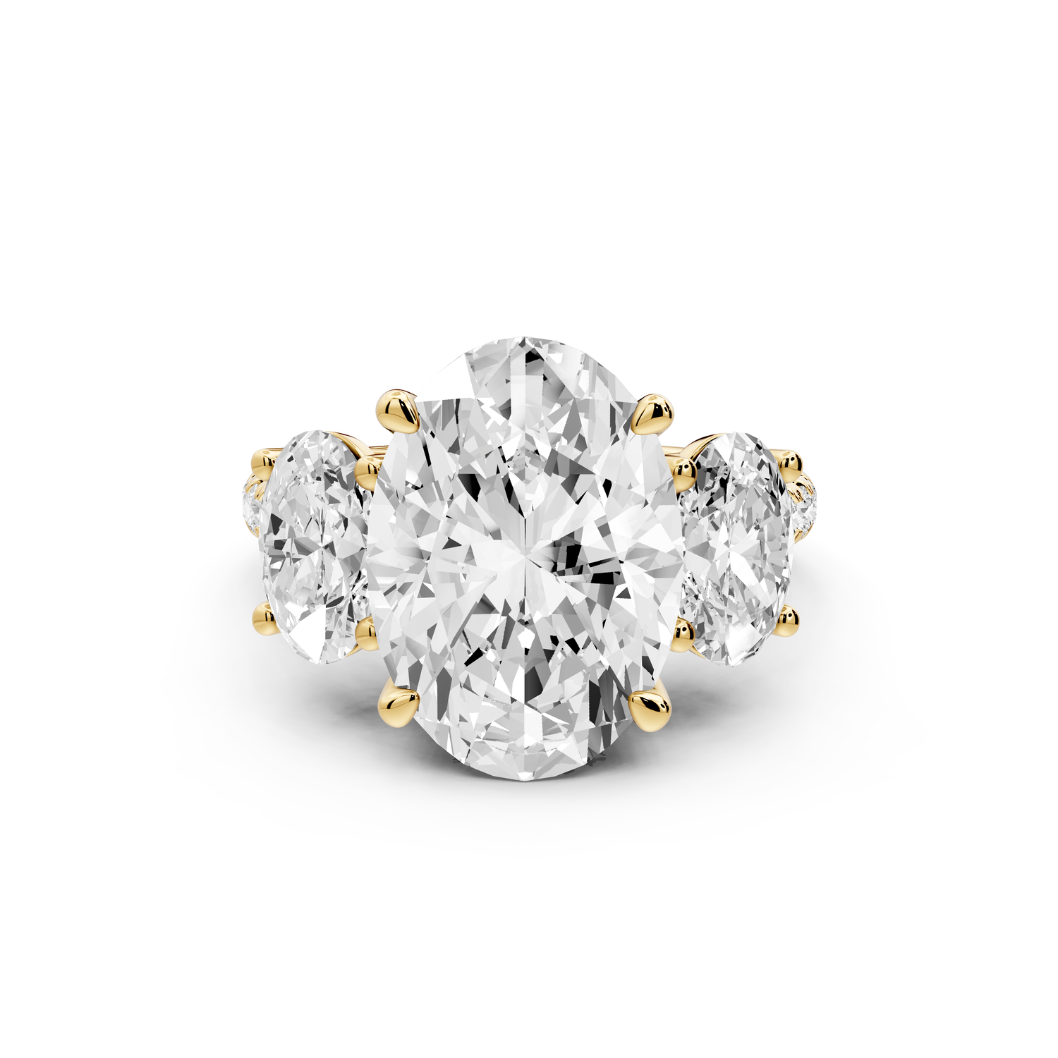 Mia - 4ct 14k yellow gold oval Trellis Basket Diamond Pavé half band Engagement Ring
