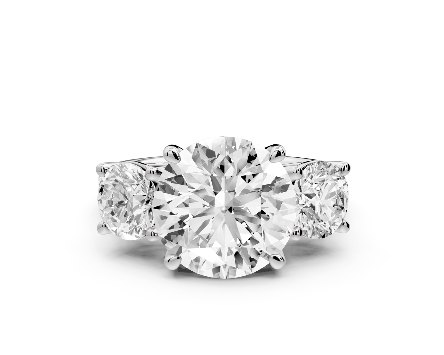 Mia - 4ct platinum round Trellis Basket Diamond Pavé half band Engagement Ring