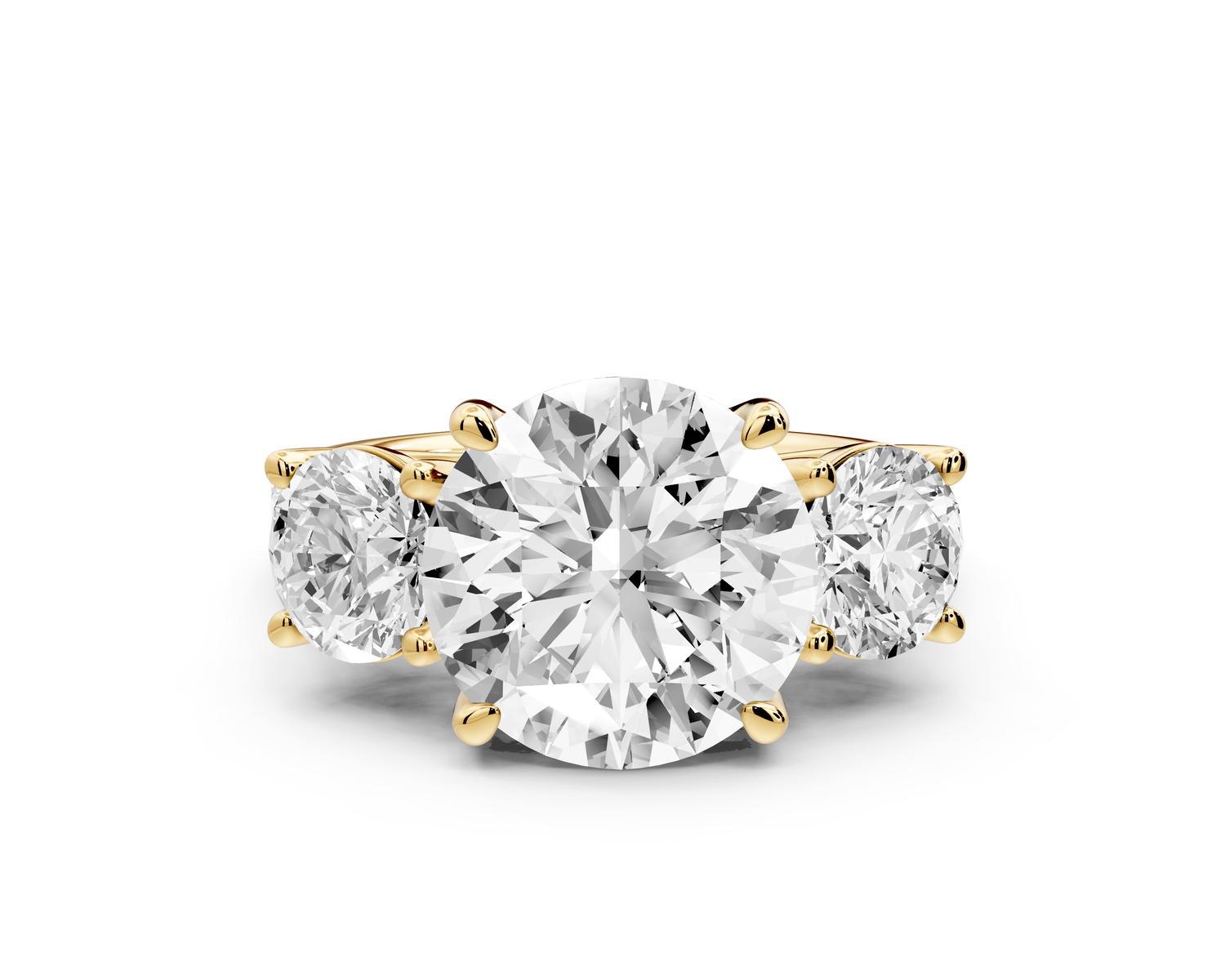 Mia - 4ct 14k yellow gold round Trellis Basket Diamond Pavé half band Engagement Ring