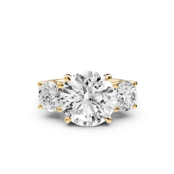 Mia - 4ct 14k yellow gold round Trellis Basket Diamond Pavé half band Engagement Ring