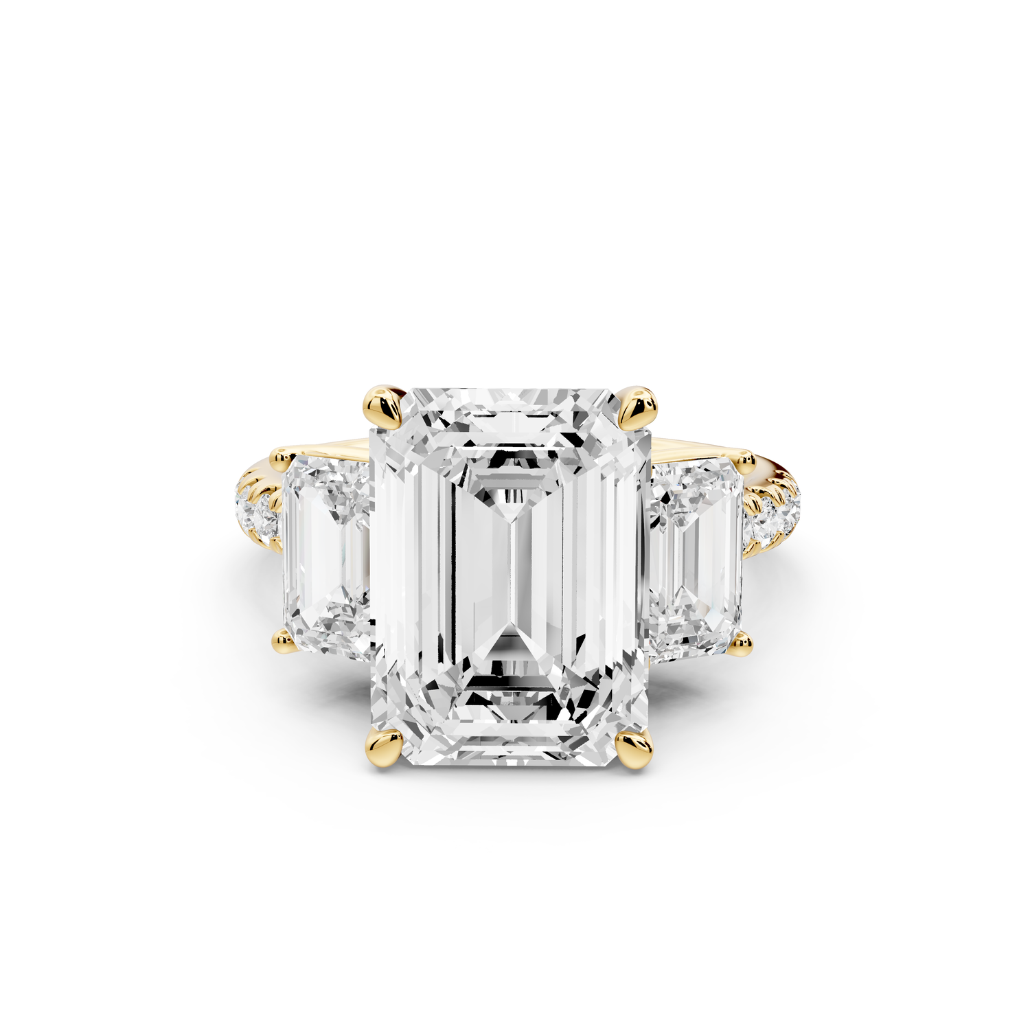 Mia - 5ct 14k yellow gold emerald Trellis Basket Diamond Pavé half band Engagement Ring