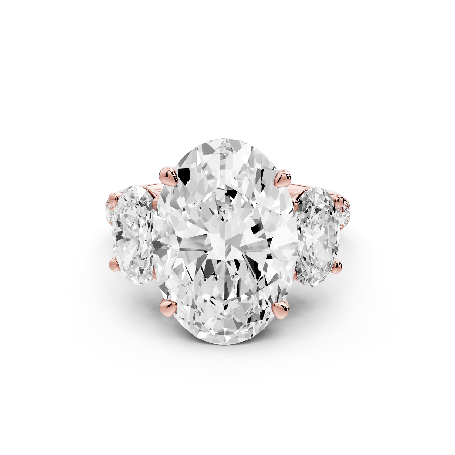 Mia - 5ct 14k rose gold oval Trellis Basket Diamond Pavé half band Engagement Ring
