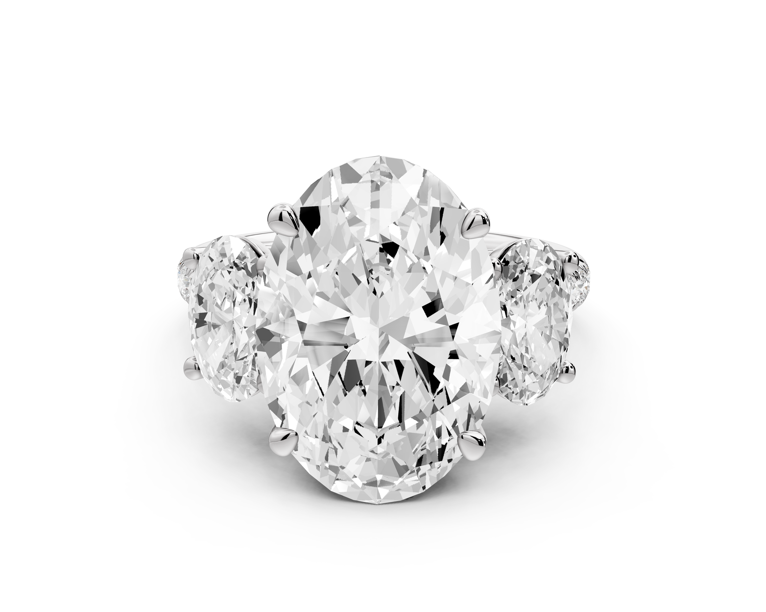 Mia - 5ct 14k white gold oval Trellis Basket Diamond Pavé half band Engagement Ring