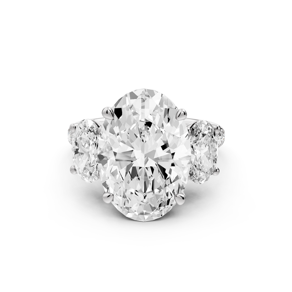 Mia - 5ct 14k white gold oval Trellis Basket Diamond Pavé half band Engagement Ring
