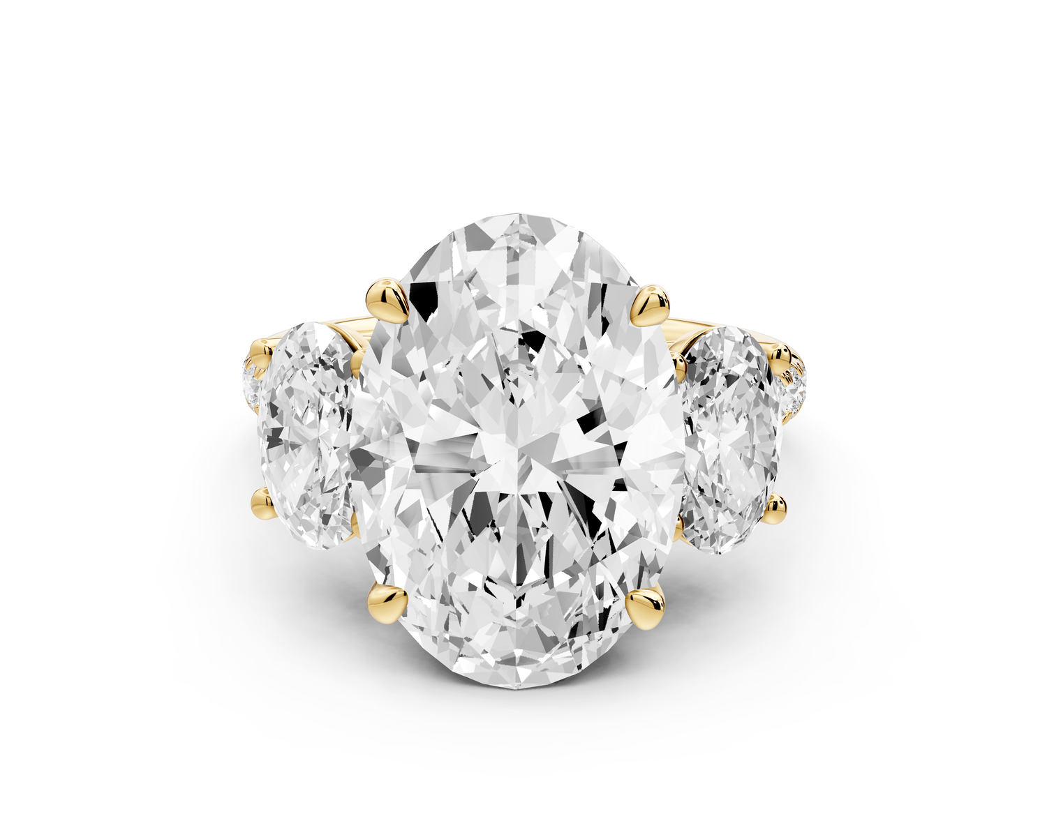 Mia - 5ct 14k yellow gold oval Trellis Basket Diamond Pavé half band Engagement Ring