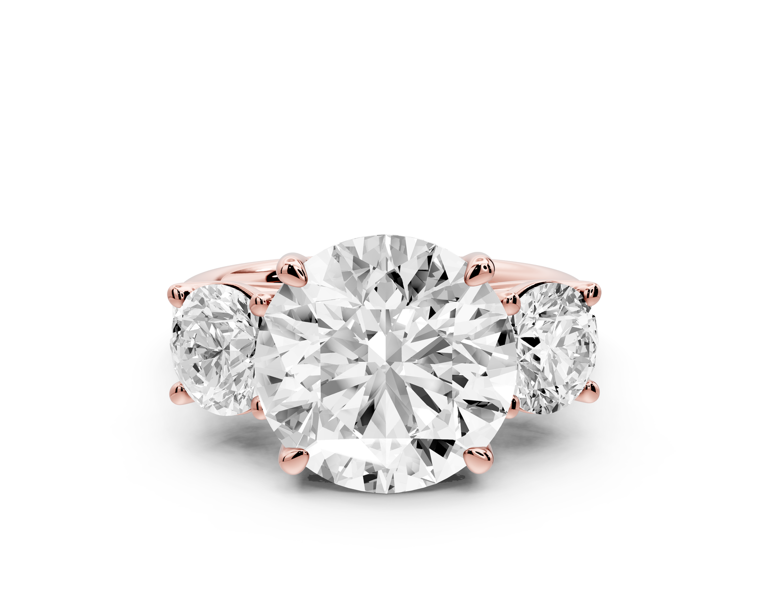 Mia - 5ct 14k rose gold round Trellis Basket Diamond Pavé half band Engagement Ring