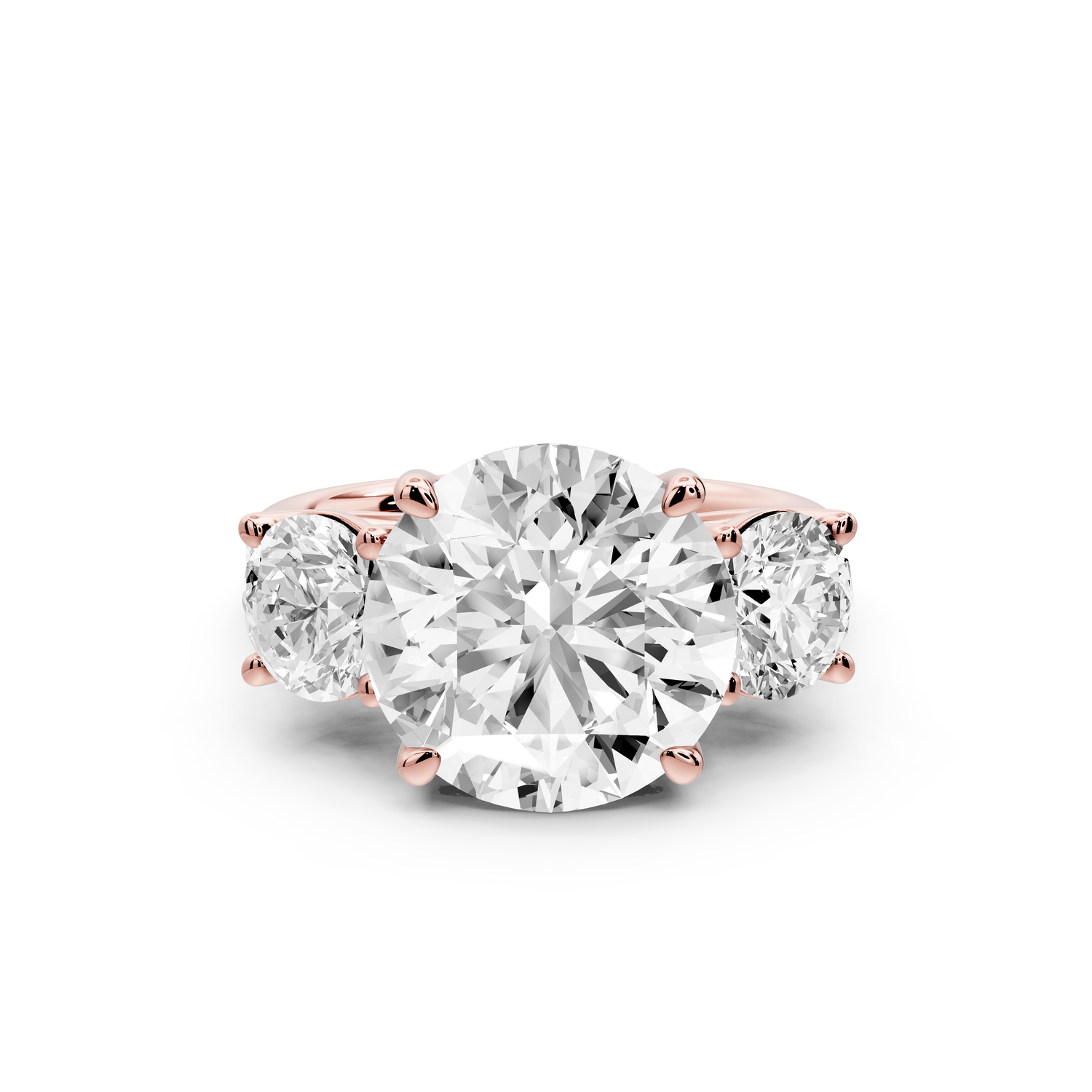 Mia - 5ct 14k rose gold round Trellis Basket Diamond Pavé half band Engagement Ring