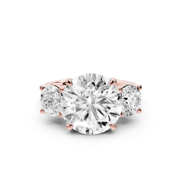 Mia - 5ct 14k rose gold round Trellis Basket Diamond Pavé half band Engagement Ring