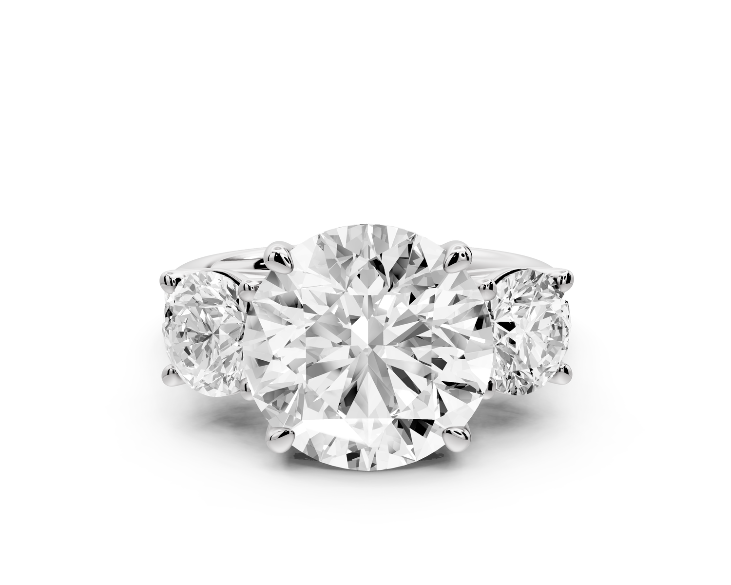 Mia - 5ct 14k white gold round Trellis Basket Diamond Pavé half band Engagement Ring