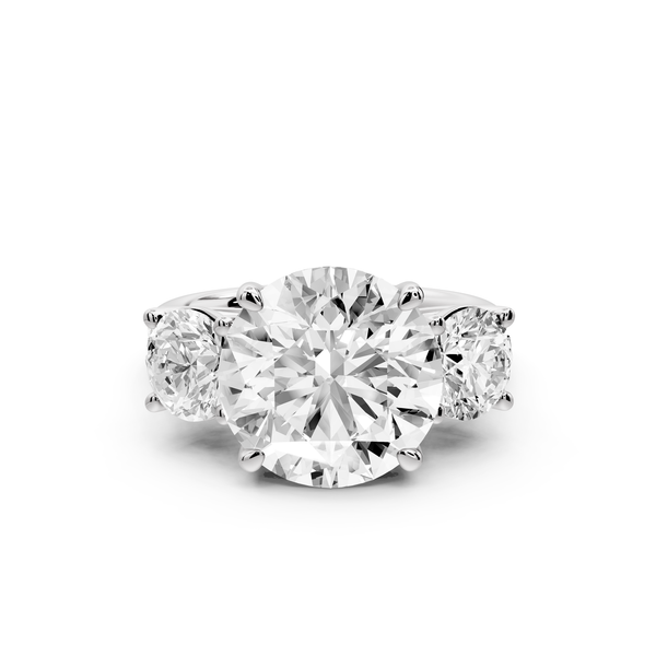 Mia - 5ct 14k white gold round Trellis Basket Diamond Pavé half band Engagement Ring