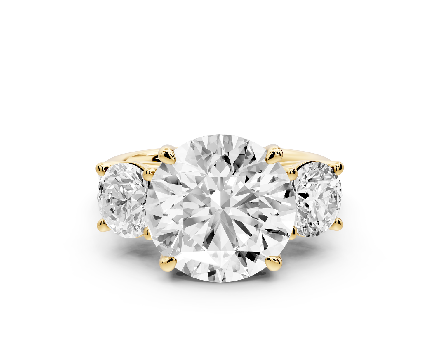 Mia - 5ct 14k yellow gold round Trellis Basket Diamond Pavé half band Engagement Ring