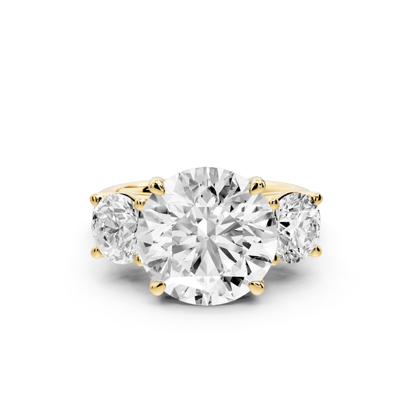 Mia - 5ct 14k yellow gold round Trellis Basket Diamond Pavé half band Engagement Ring