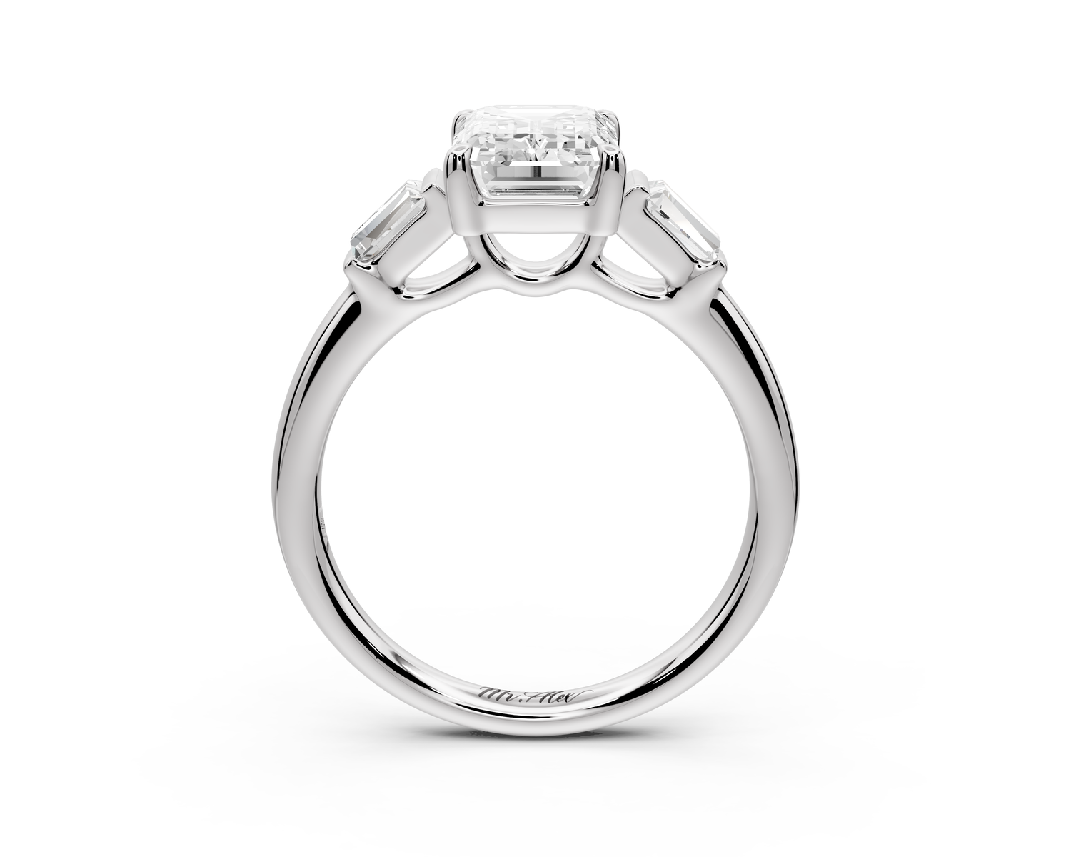 Naomi - 2ct 14k white gold emerald diamond with Tapered Baguettes side stones Engagement Ring