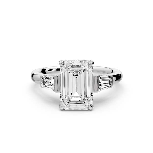 Naomi - 2ct 14k white gold emerald diamond with Tapered Baguettes side stones Engagement Ring
