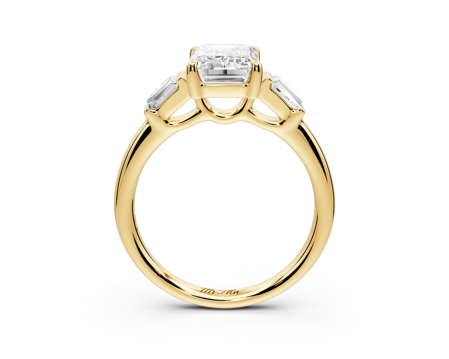 Naomi - 2ct 14k yellow gold emerald diamond with Tapered Baguettes side stones Engagement Ring