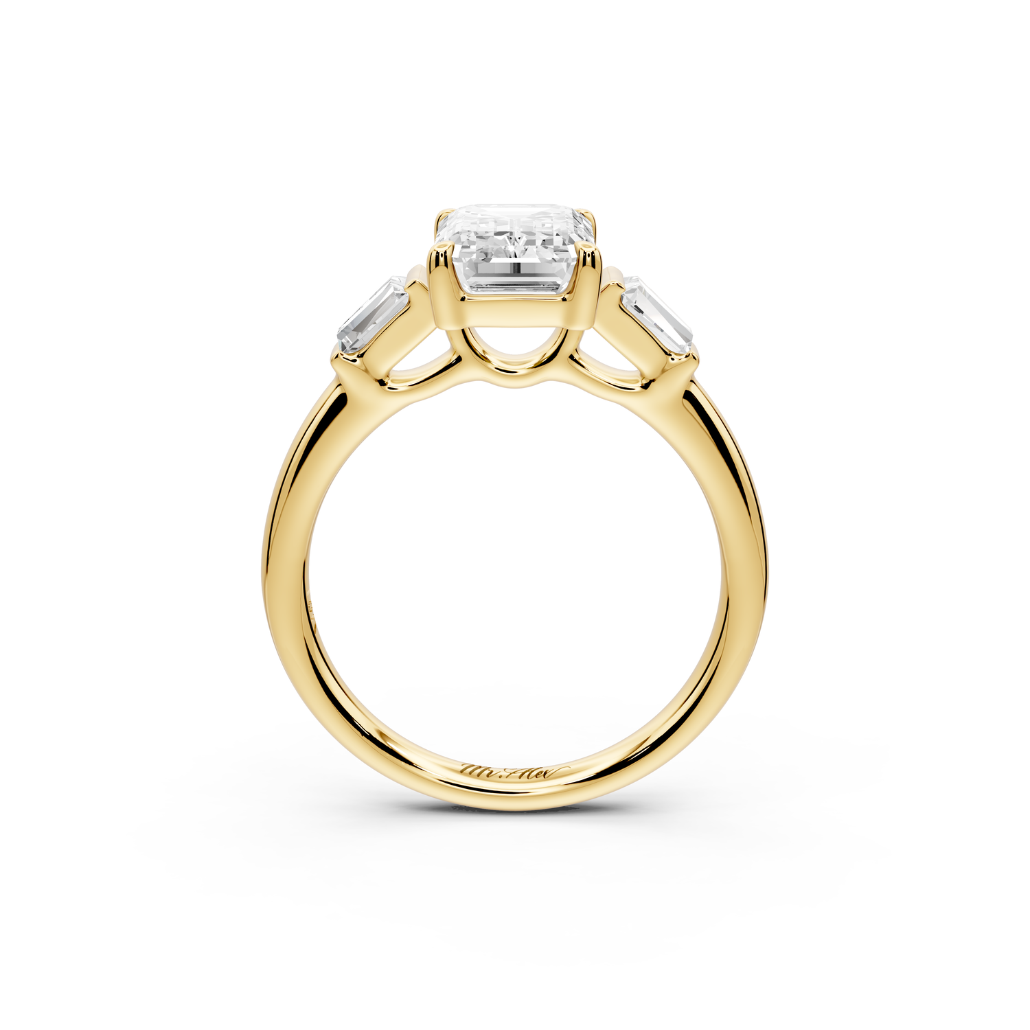 Naomi - 2ct 14k yellow gold emerald diamond with Tapered Baguettes side stones Engagement Ring