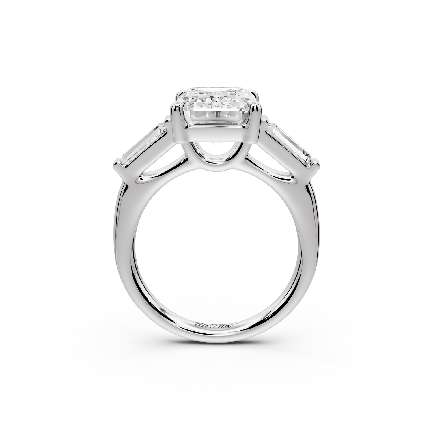 Naomi - 3ct 14k white gold emerald diamond with Tapered Baguettes side stones Engagement Ring