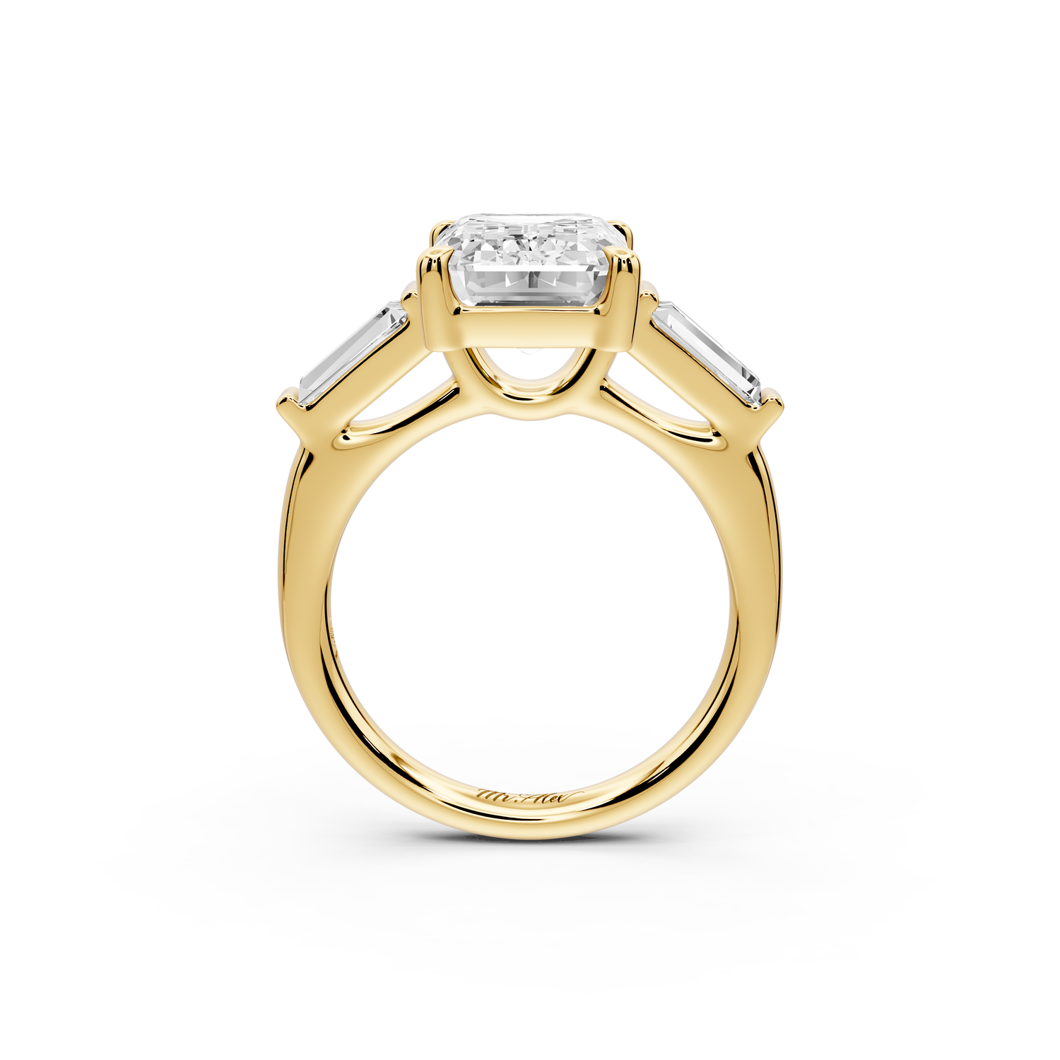 Naomi - 3ct 14k yellow gold emerald diamond with Tapered Baguettes side stones Engagement Ring