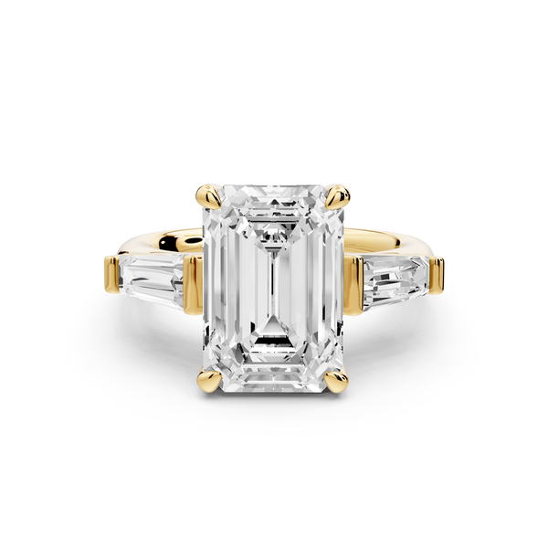 Naomi - 3ct 14k yellow gold emerald diamond with Tapered Baguettes side stones Engagement Ring