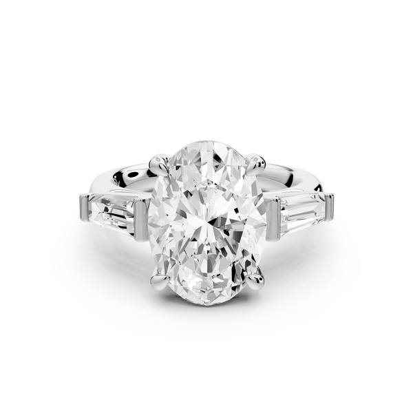 Naomi - 3ct 14k white gold oval diamond with Tapered Baguettes side stones Engagement Ring