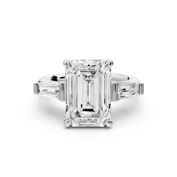 Naomi - 4ct 14k white gold emerald diamond with Tapered Baguettes side stones Engagement Ring