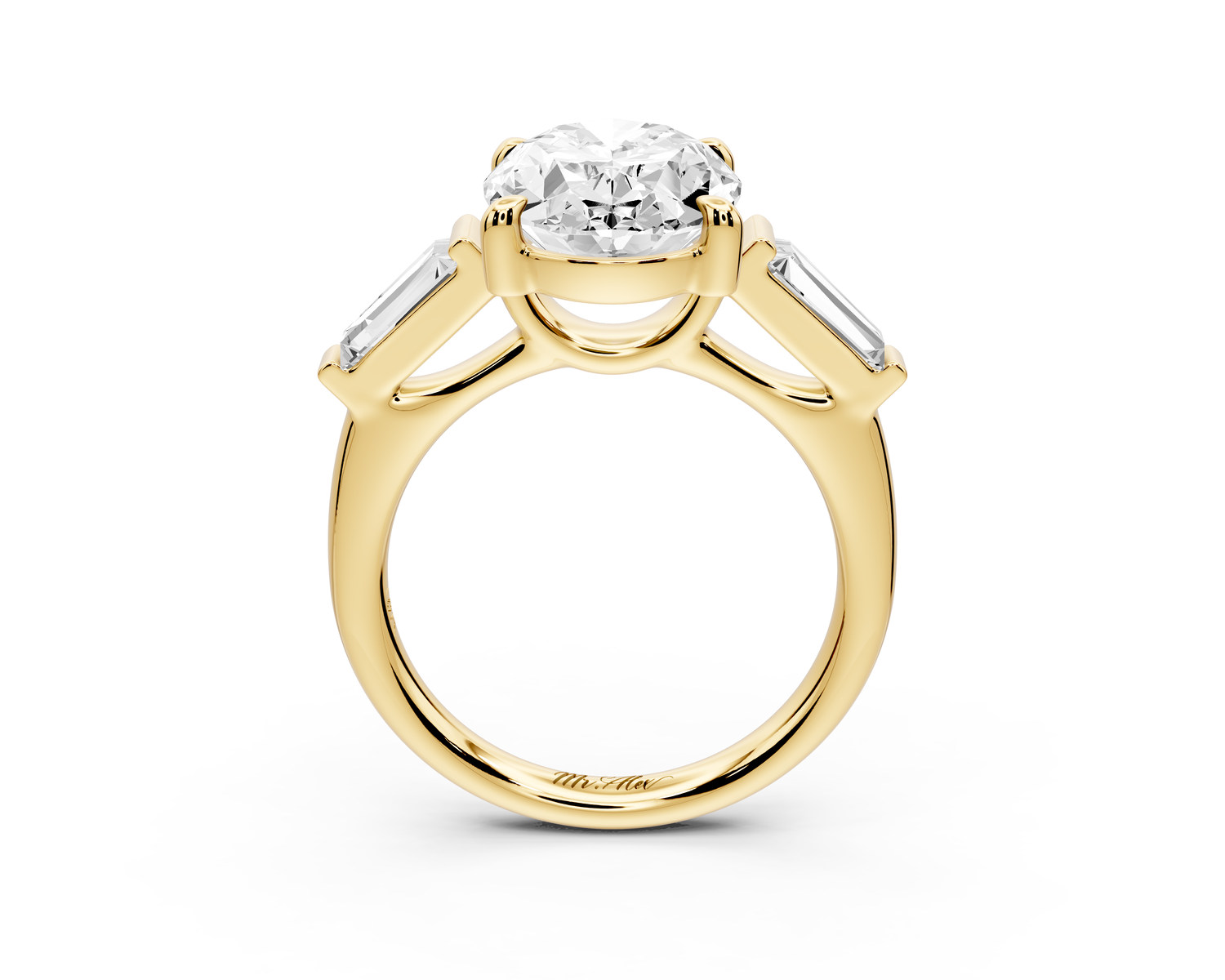 Naomi - 4ct 14k yellow gold oval diamond with Tapered Baguettes side stones Engagement Ring