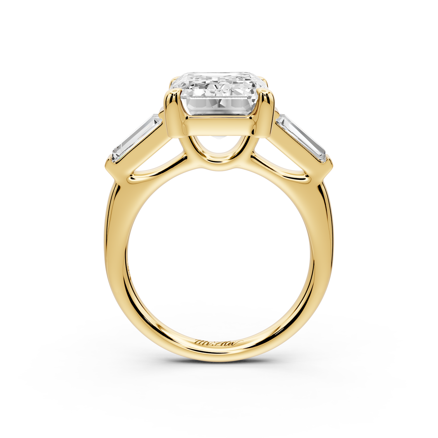 Naomi - 5ct 14k yellow gold emerald diamond with Tapered Baguettes side stones Engagement Ring