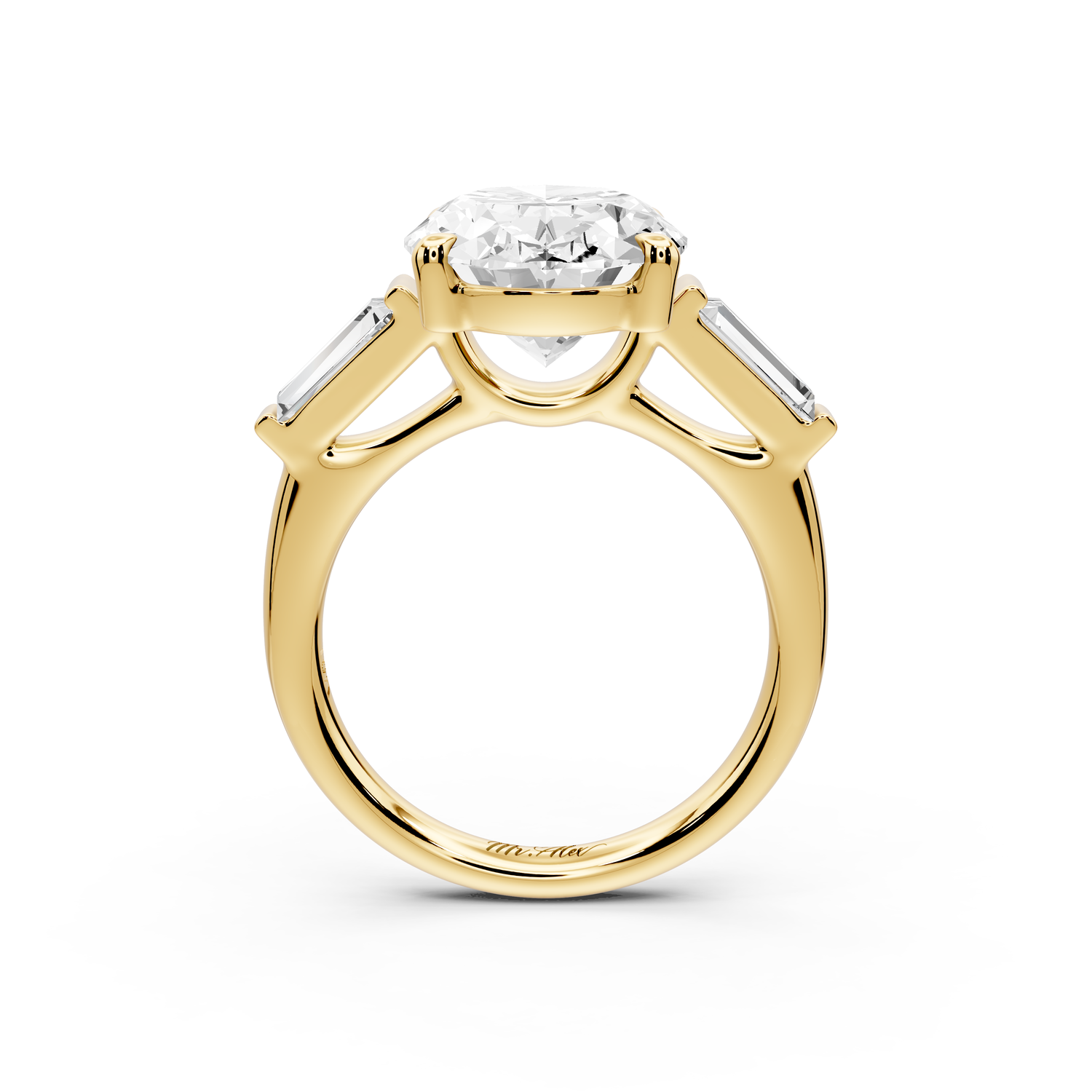 Naomi - 5ct 14k yellow gold oval diamond with Tapered Baguettes side stones Engagement Ring