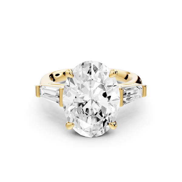 Naomi - 5ct 14k yellow gold oval diamond with Tapered Baguettes side stones Engagement Ring